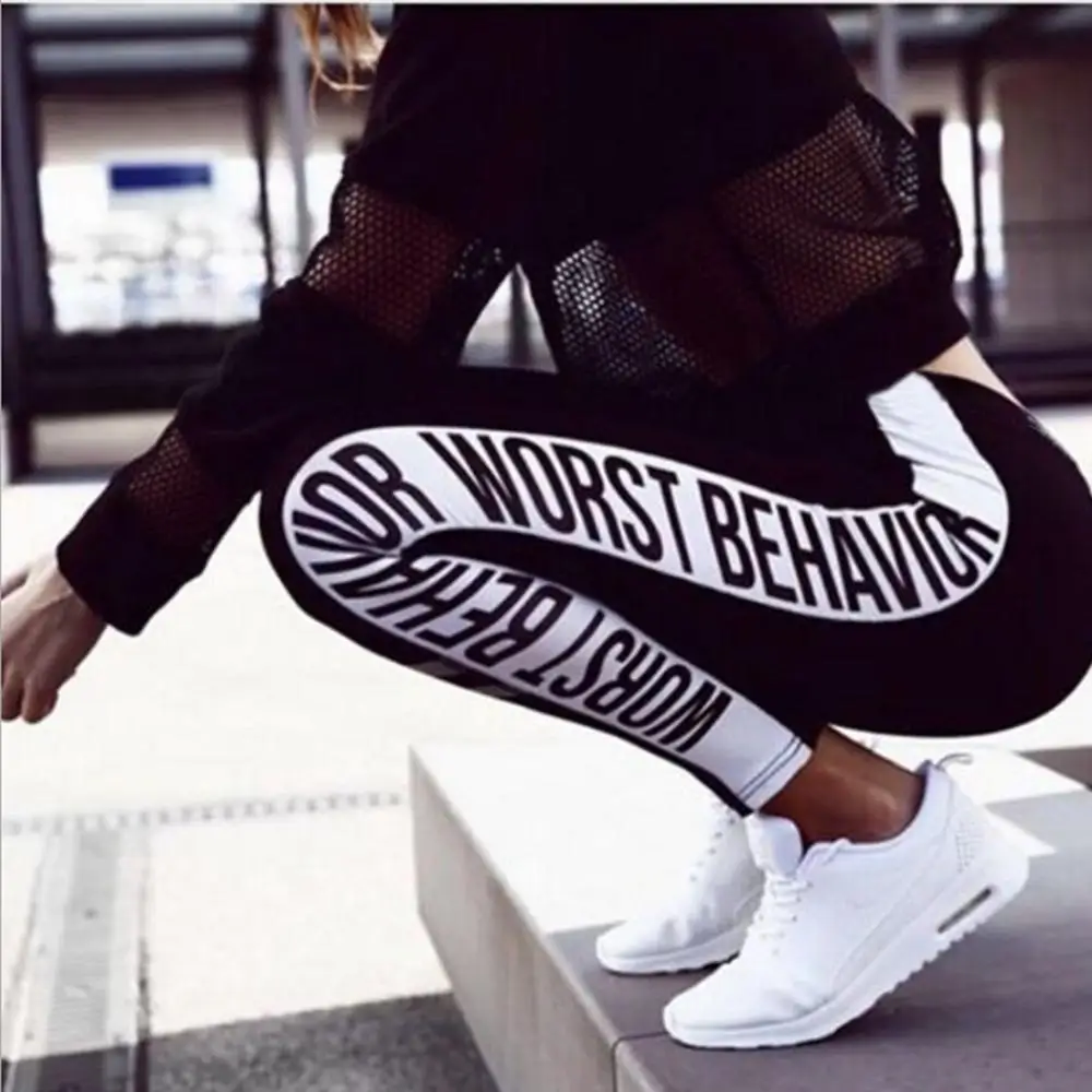 Новые леггинсы с надписями с принтом худшего режима женские леггинсы женские эластичные брюки Капри женские леггинсы для фитнеса черные облегающие брюки