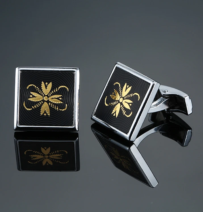 Classic Golden Flower Cufflinks simple design style French shirt clothing accessories, free delivery