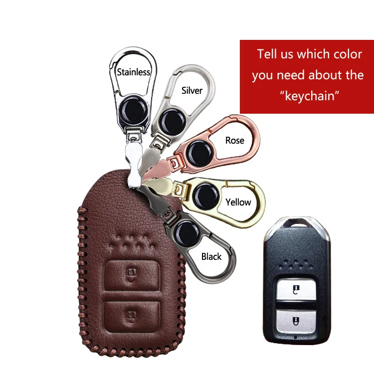brown 2 button Кожаный чехол для ключа автомобиля для Honda Civic HR-V CRV соглашение о Одиссее 9 2013- EX EXL Crv Crz Crider City Vezel спиральная посадка Jade - Название цвета: brown 2 button