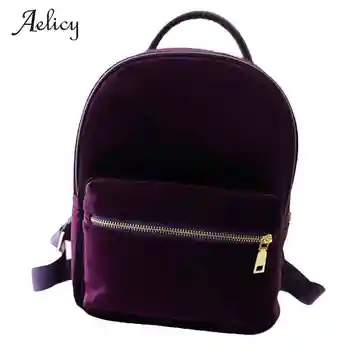 

Aelicy Women Backpacks Velvet Backpack Veludo Schoolbag Zipper Small Sack Bags Fashion Casual Mini Backpacks Female Bags Mochila