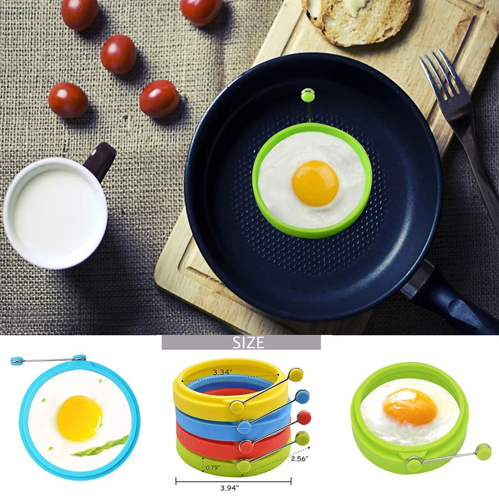 Silicone Fried Egg Pancake Ring Omelette Fried Egg Round Shaper Eggs Mould for Cooking Breakfast Frying Pan Oven Kitchen