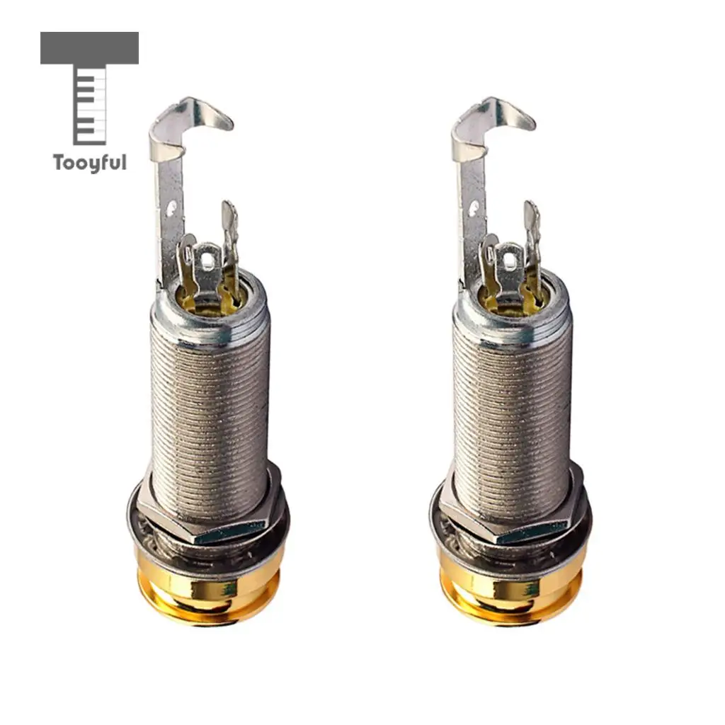 2pcs 1/4'' Cylinder Stereo Output Jack Socket Plug for Electric Guitar Bass Parts