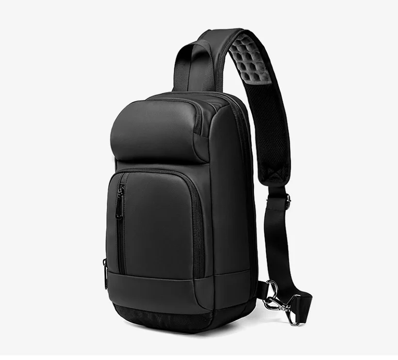NIGEER Black Chest Pack Men Casual Shoulder Crossbody Bag USB Charging Chest Bag Water Repellent Travel Messenger Bag Male n1820