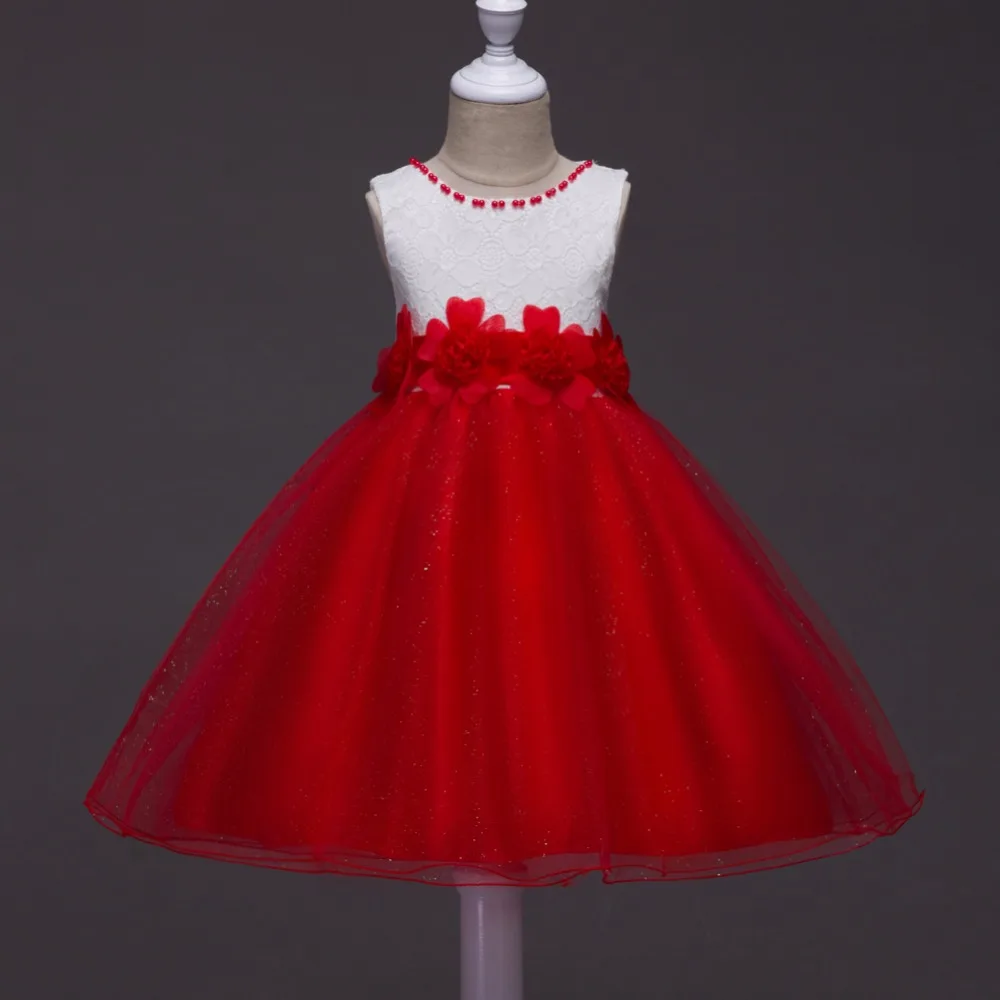 Летнее свадебное платье праздничное платье для девочек праздничные платья для малышей рождественское платье Детское красное платье для девочек новое платье-пачка с цветами для девочек