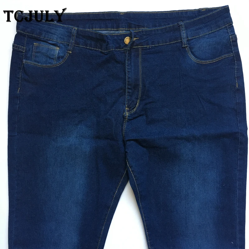 TCJULY Cotton Plus Size 2XL 3XL 4XL 5XL 6XL 7XL Mom Jeans Push Up Women's Jeans Large Sizes Stretchy Bleached Casual Denim Pants