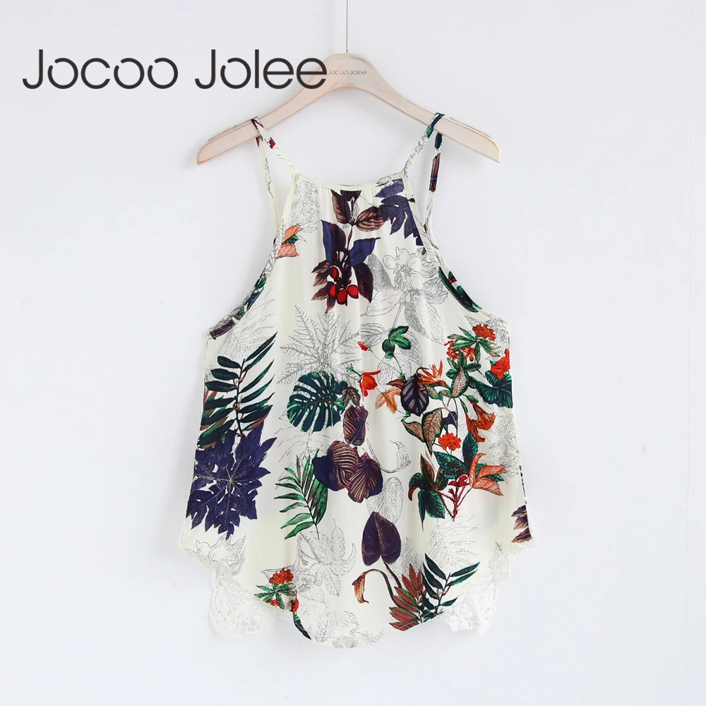 Jocoo Jolee 2018 новая сексуальная майка с цветочным принтом Летняя короткая блузка