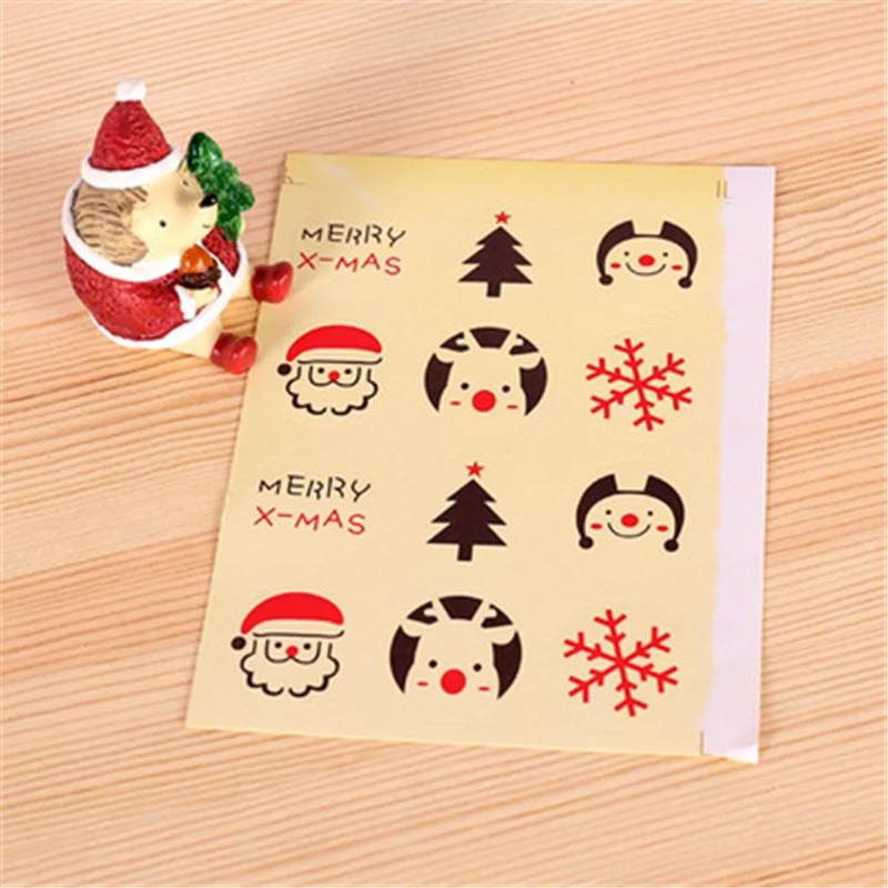 

DoreenBeads Handmade Paper Christmas Adhesive Stickers Gift Bag Packaging Envelope Seal Label DIY Scrapbook Dia For Xmas 2Sets