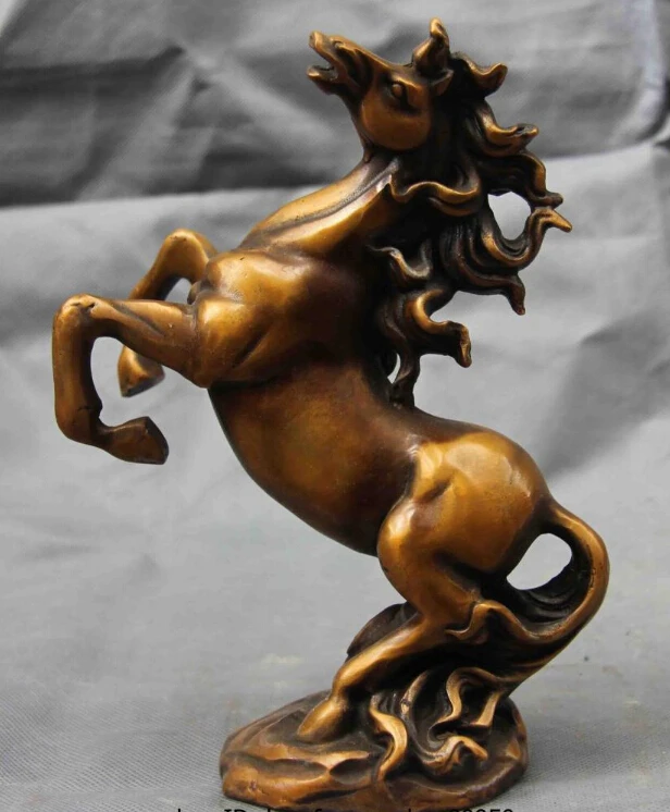 

8inch Chinese Classical Copper Bronze Feng Shui Lucky War Horse War Horse Art Statue