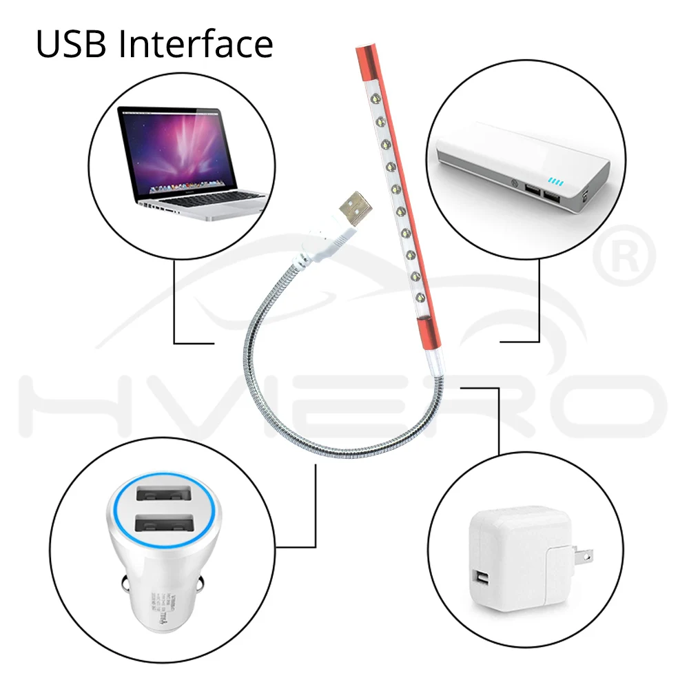 Металлический материал USB светодиодный светильник 10 светодиодный s гибкие лампы для чтения книг для ноутбука ПК компьютера 6 цветов