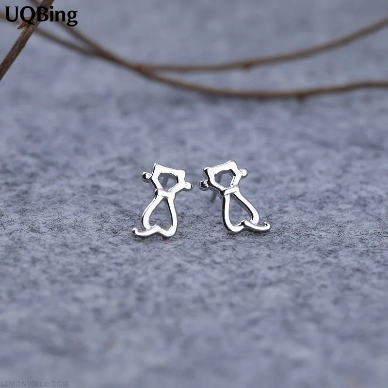 

Fashion 925 Sterling Silver Cat Stud Earrings Jewelry Pendientes Brincos Drop Shipping