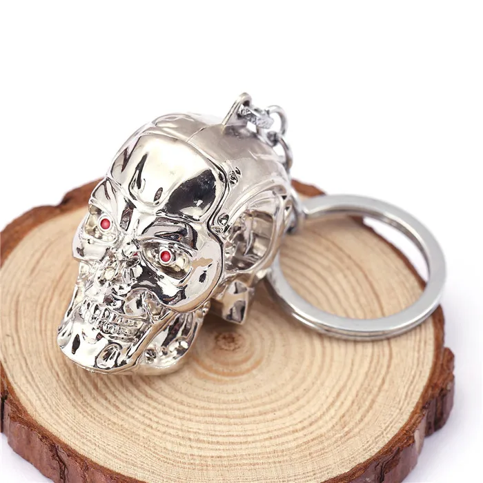Llavero terminador de película personalizado 3D calavera forma de cabeza 2 colores coche llavero anillo hombres regalo Chaveiro Porte Clef llaveros Llavero terminador de película personalizado 3D calavera forma de cabeza 2 colores coche llavero anillo hombres regalo Chaveiro Porte Clef llaveros