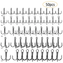 50 шт. Высокоуглеродистая сталь тройной рыболовный крючок набор#2-#10 Карповые рыболовные крючки колючие с отверстием для рыболовных аксессуаров