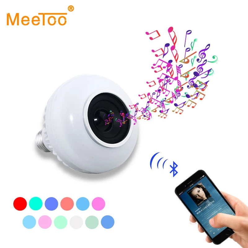 

E27 Bluetooth Music Lamp Smart RGB RGBW Wireless Speaker Bulb 220V 12W LED Light Audio Player Dimmable 24 Keys Remote Controller
