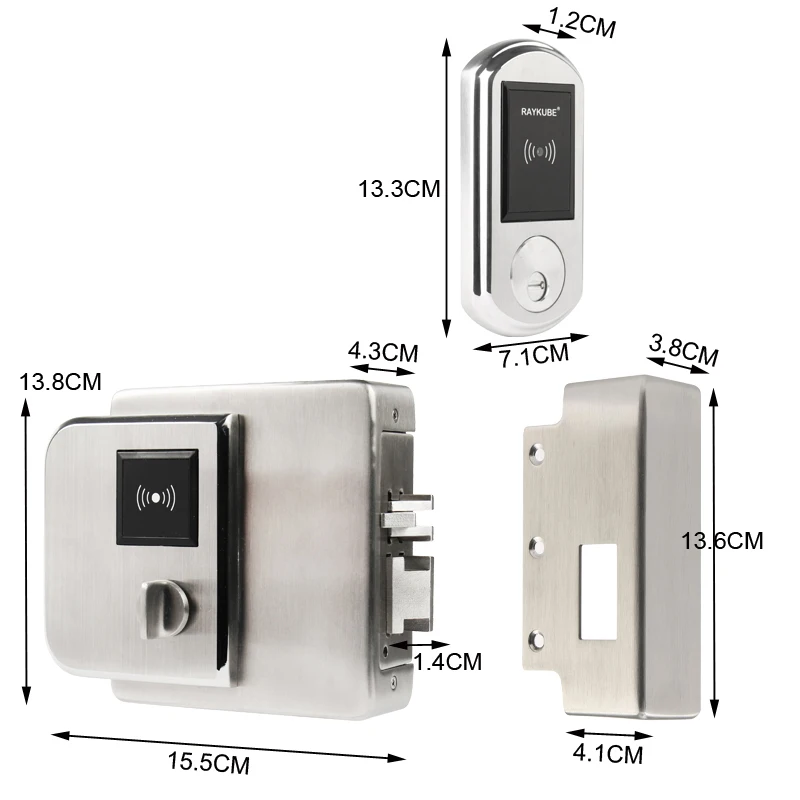 RAYKUBE биометрический дверной замок, водонепроницаемый IP65 электронный дверной замок с IC кард-ридером для ворот
