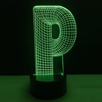 

Creative 3D lighting alphabet letter P Multicolor changing Desk Table Led night light USB Lamp for home decoration Kid Baby lamp