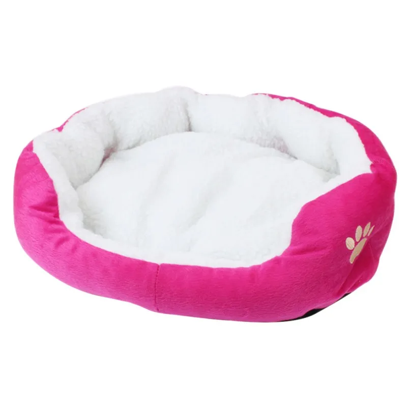 Мягкая полярная хлопковая кровать для собак, кошек, зимнее теплое гнездо, домик для питомцев, дешевый питомник для собак, внутренний спальный дом, кровать для щенков, цена - Цвет: Розовый