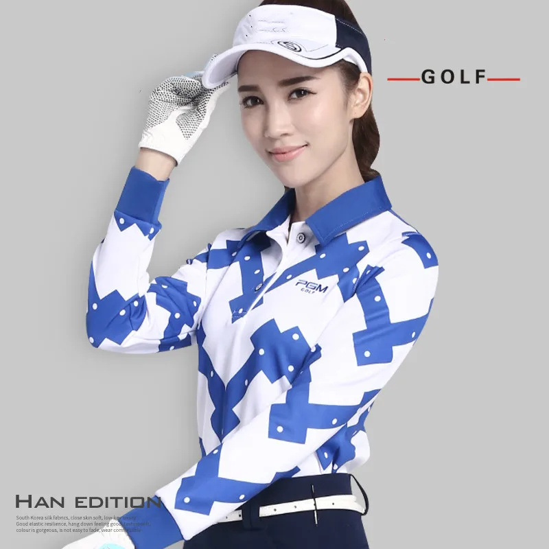 Long Sleeves Women's Golf T shirt Lapel Shirt Breathable Stripes Design