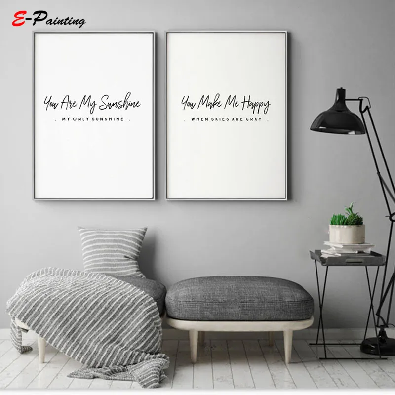 

Nordic Canvas Art Painting Wall Art You Are My Sunshine Poster Text Print Picture Living Room Modern Decor Christmas Gift