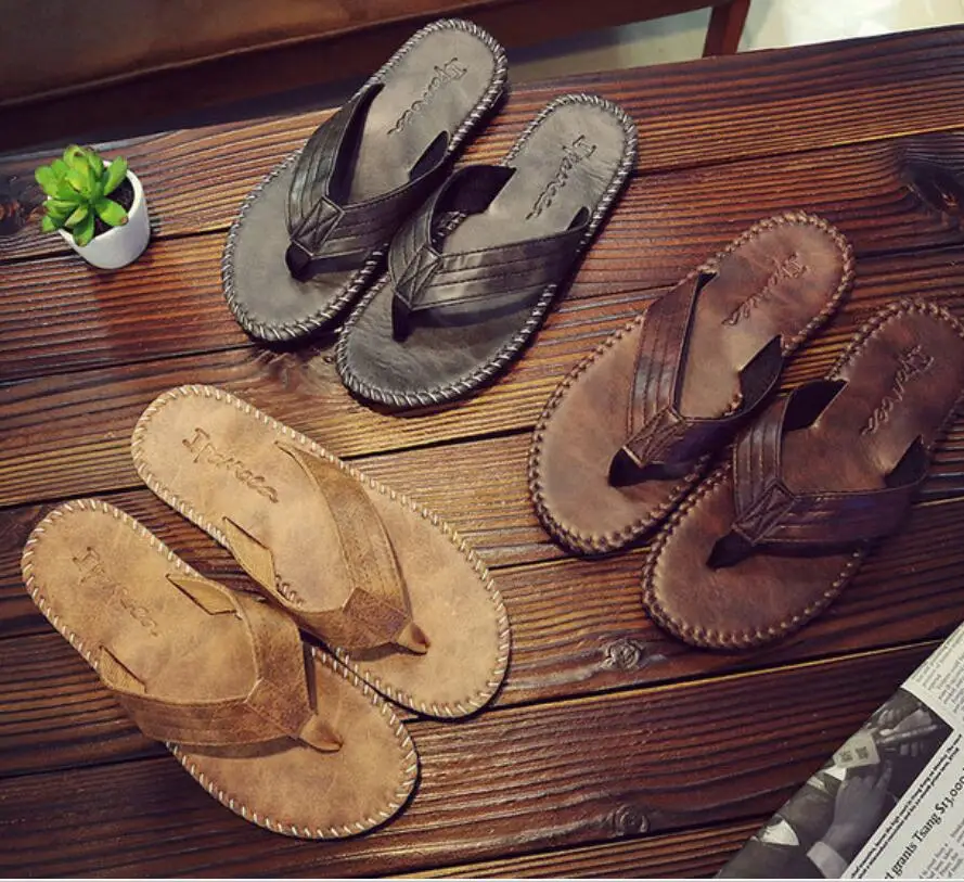Mens Shoes Pig Leather Men Sandals Summer Men Shoes Beach Breathable Buckle Gladiator Sandals For Men Zapatillas Hombre