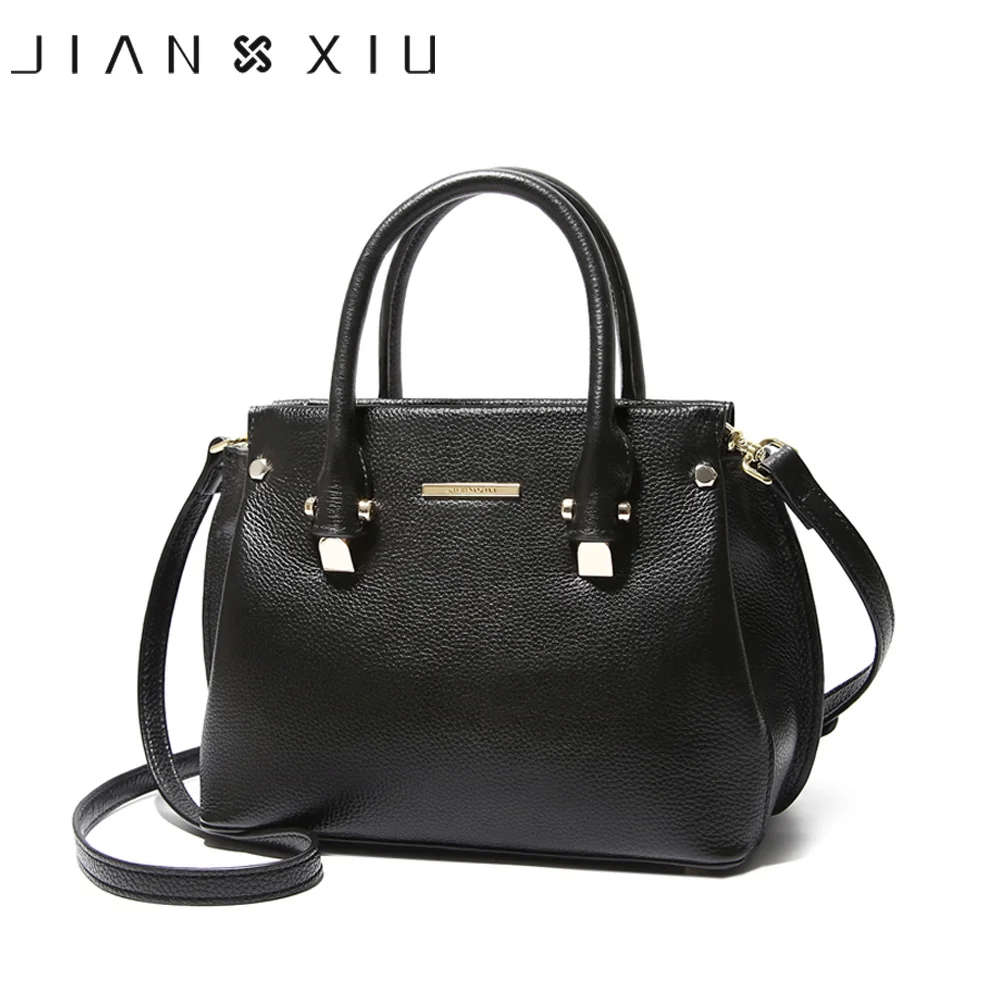 JIANXIU جلد طبيعي اليد الإناث الكتف أكياس Crossbody للنساء حقيبة يد جلدية السيدات حقيبة ساعي كبير الأعلى مقبض حقيبة