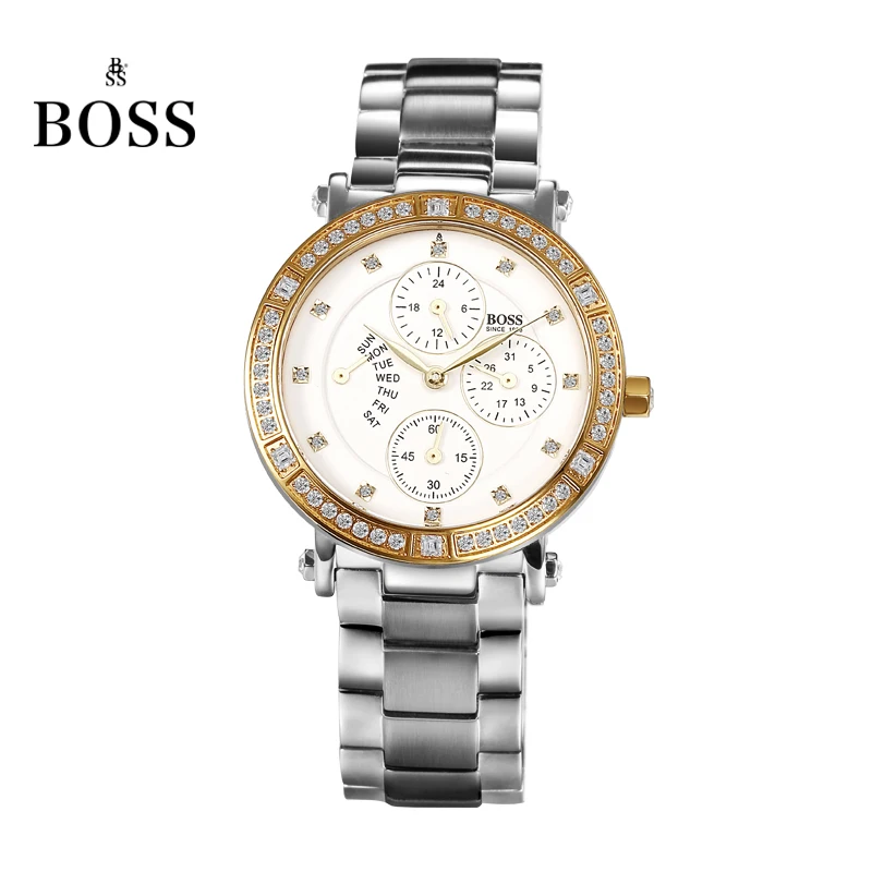 BOSS Germany watch women luxury brand diamond stainless steel multifunction watch waterproof fashion calendar relogio feminino