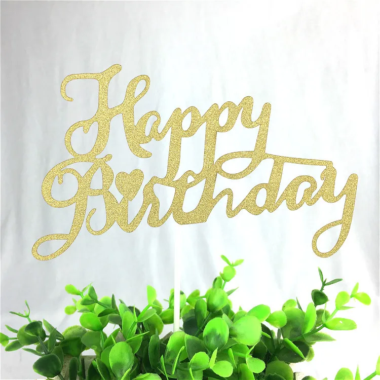 50pcs/lot DIY Happy Birthday Flags Lovely Cake Topper Flag Gold Silver For Family Kids Birthday Party Cake Baking Decor Supplies