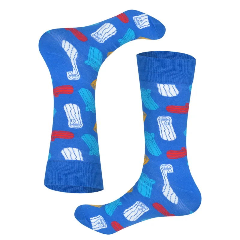 LIONZONE бренд, осенне-зимние носки для мужчин, модные носки в стиле хип-хоп, 28 цветов, цветные хлопковые носки с изображением животных и цветов - Цвет: Blue Stump