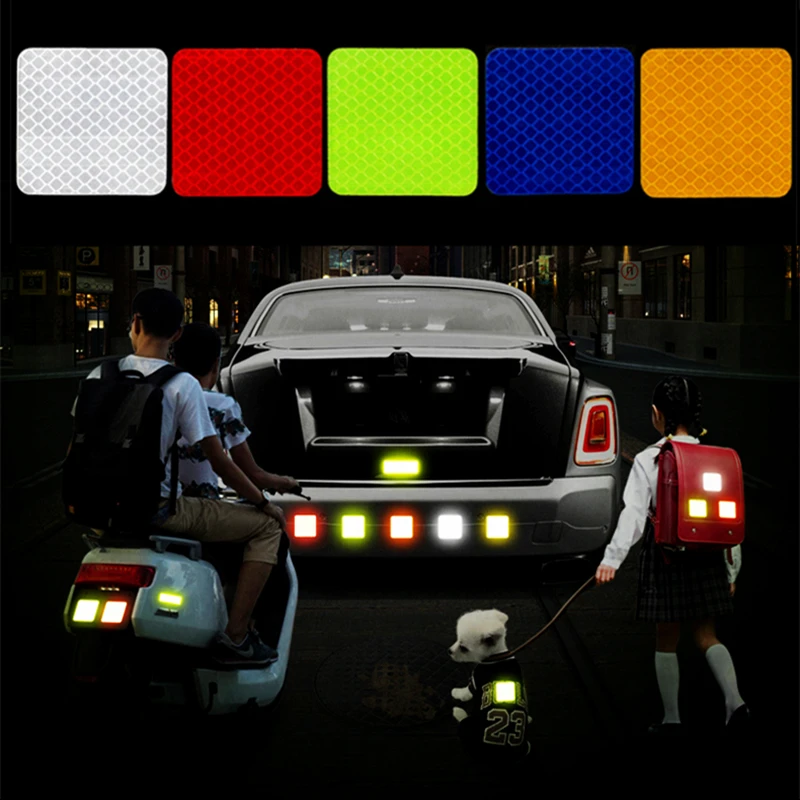 

High Visibility Bicycles Decoration Patch Motorcycle Warning Safety Reflective film Car Stickers Night Conspicuity Tape 2"*2