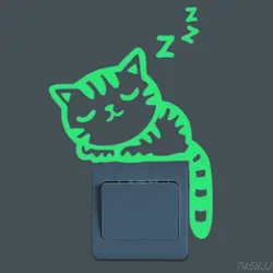 Светящаяся наклейка s Sleepy Cat Switch наклейка светящаяся в темноте забавная DIY Украшение дома гостиная флуоресцентная наклейка