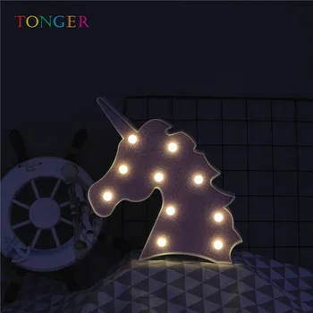

TONGER Unicorn Head LED Night Light Baby Unicorn Party Light Luminaria 3D LED Subtitle Animal Children's Bedroom Table Lamp Deco