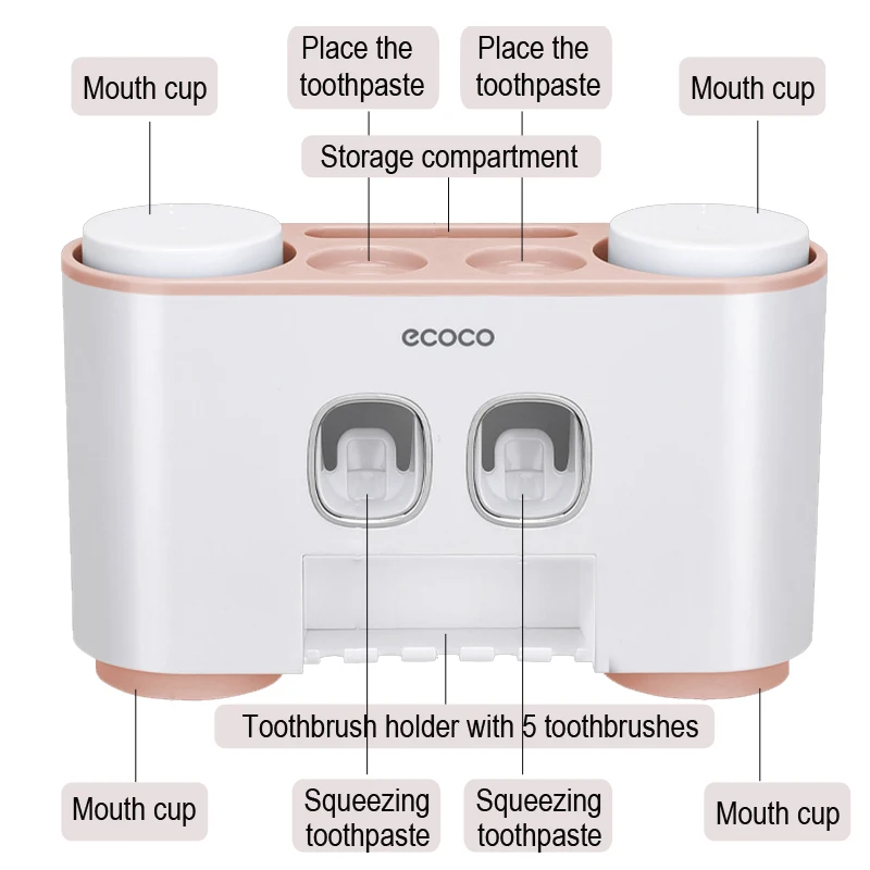 Диспенсер зубной пасты, для зубной щетки держатель набор с 4 чашки для хранения Аксессуары для ванной комнаты продукта настенный дозатор зубной пасты