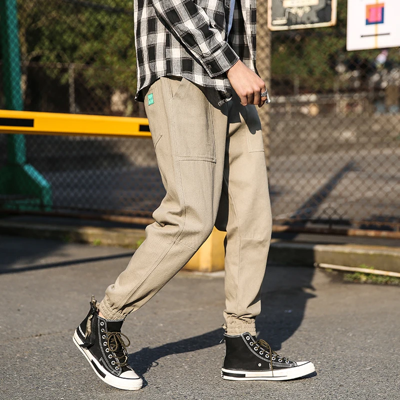 Harlan pants spring men's hip hop trousers jogging pants S-5XL men's solid color large pocket sweatpants men's beamed overalls