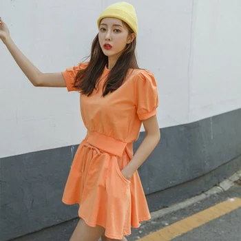 

New arrival women temperament OL two-piece set sexy basic T-shirt and loose short pant fashion wild bouncy cute trend women set