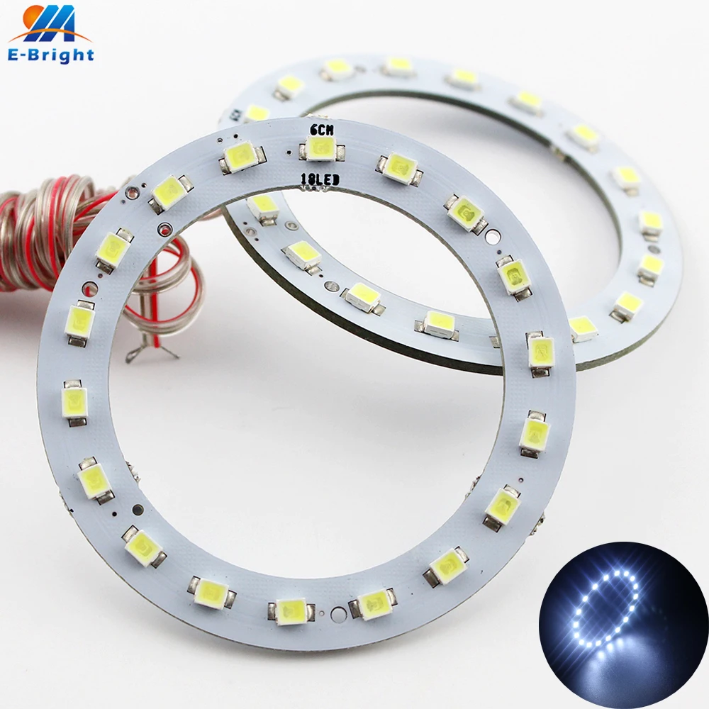 YM E Bright 2Pairs (4pcs) 60MM 1210 18SMD LED Angel Eyes Halo Ring
