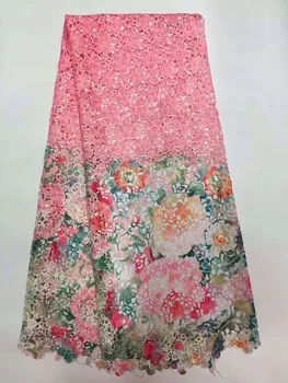 

new style by DHL!High quality African guipure lace fabric for sewing african cord lace fabric Yellow water soluble lace