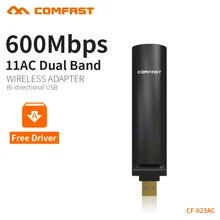 COMFAST usb wifi адаптер AC 600 Мбит/с 802.11b/g/n 2,4 ГГц+ 5,8 ГГц Plug& play Wi-Fi dongle PC сетевая карта USB Антенна CF-923AC