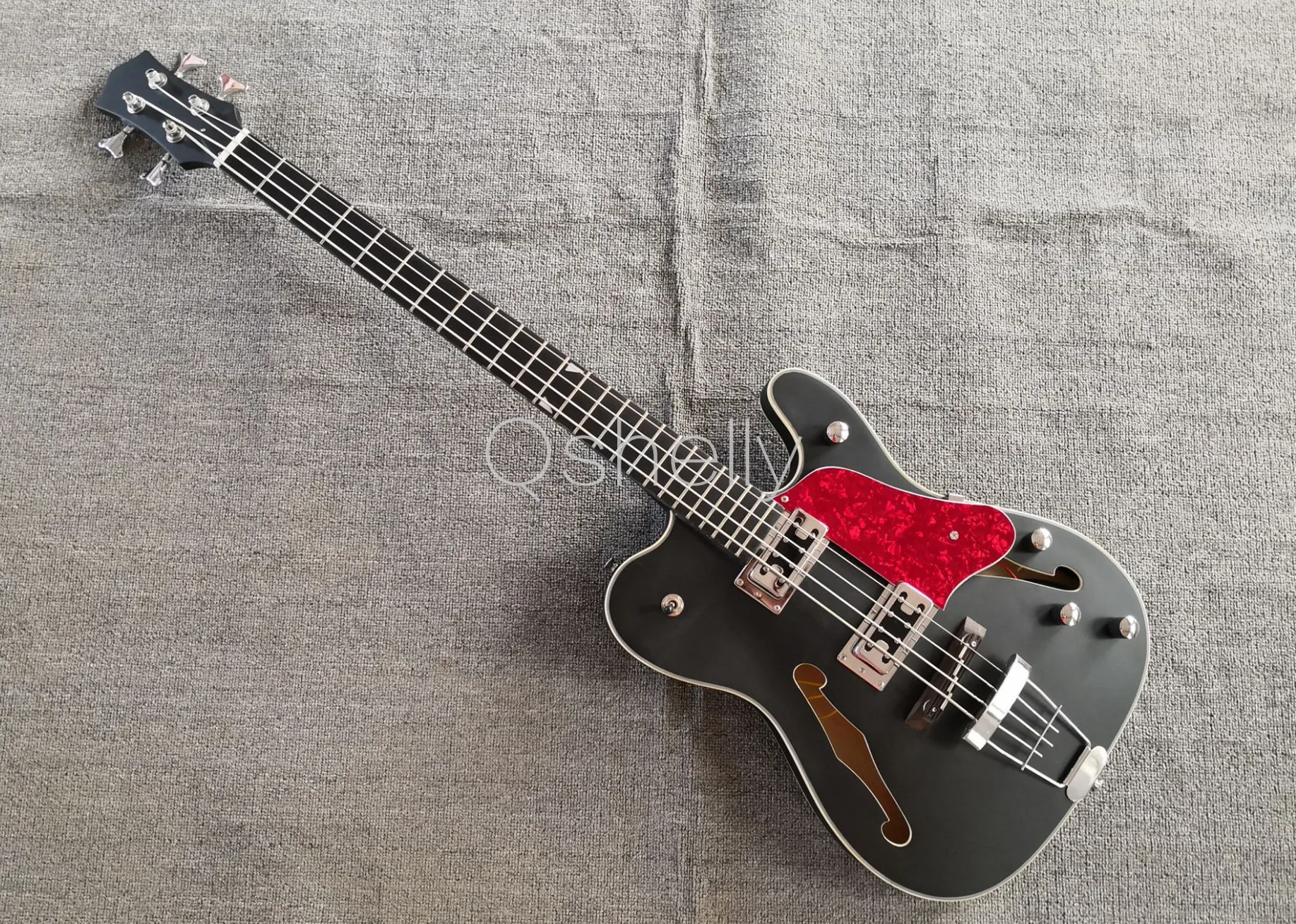 

top quality QShelly custom TL F holes ash hollow body rosewood bridge 4 strings electric bass guitar musical instruments shop