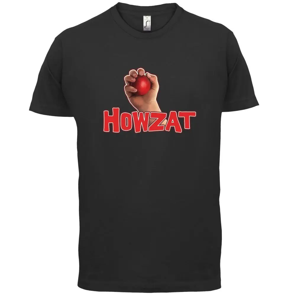 Howzat-رجل تي شيرت-مضحك/الكريكيت/رماد/اختبار قصيرة الأكمام س الرقبة تي شيرت قمم التي شيرت أوم قمم التي شيرت أوم