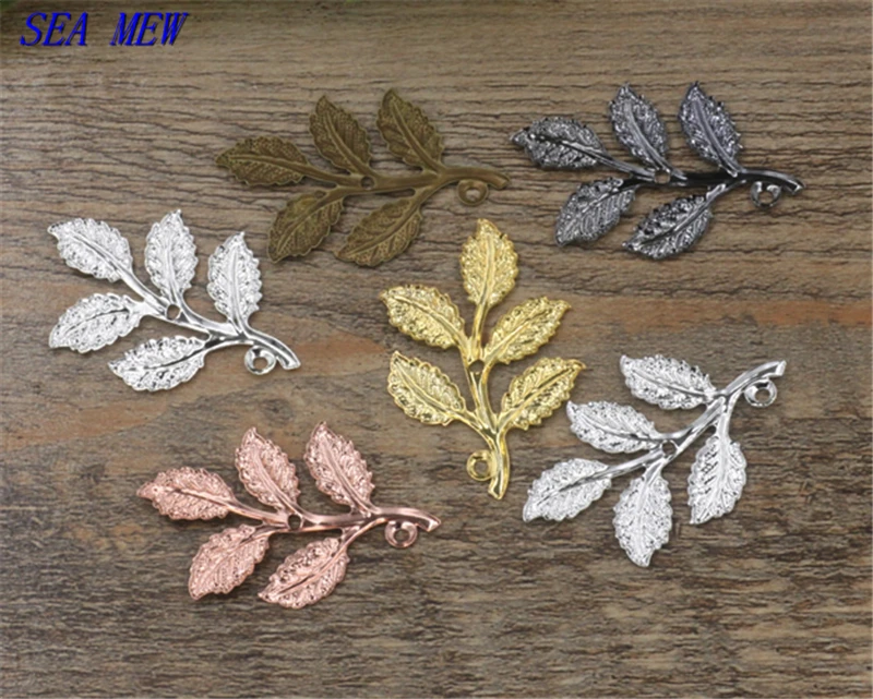 BoYuTe-50Pcs-32-50MM-7-Colors-European-Charms-Wholesale-Filigree-Brass-Material-DIY-Branch-Leaf-Pendant