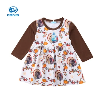 

Newborn Infant Kid Baby Girls Clothes Cotton Casual Long Sleeve Party Girl Dress Kids Halloween Turkey Pumpkin Costume Outfit