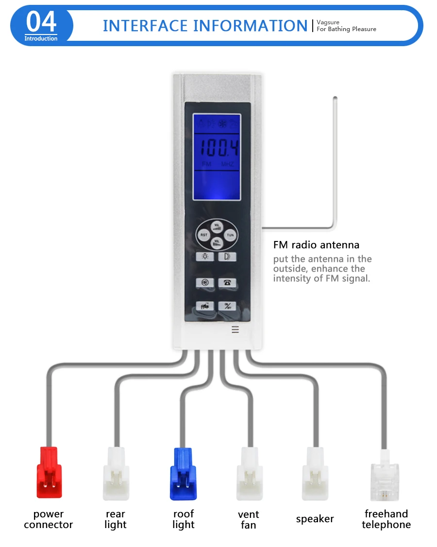 CE сертифицированный AC 12V ЖК-экран дисплей душевая комната радио управление Лер панельный душ комната кабинет управления части