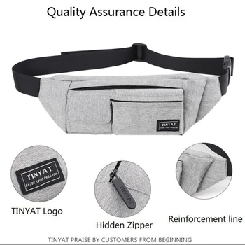 

LJL-Tinyat Belt Bag Men Women Waist Bag Pack Travel Phone Belt Pouch Multifunctional Fanny Bag Pack Pockets Canvas Casual Hip