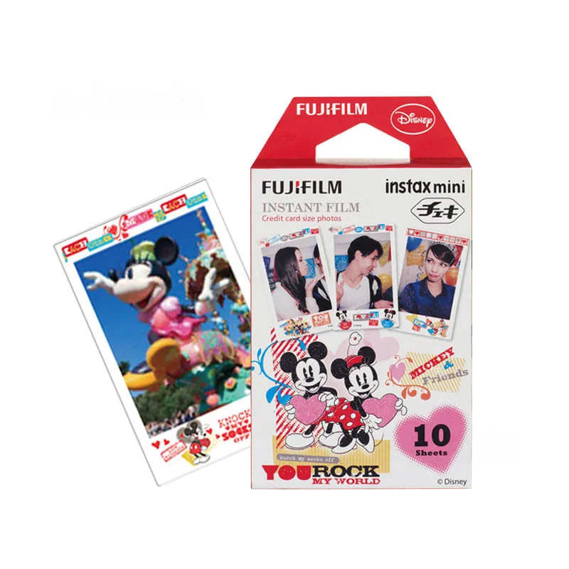 Белая пленка для Fuji Instax Мини-пленка с Микки-Маусом 10 листов для камеры Instax Mini 9 8 8+ фотоаппаратов моментальной печати 7 s 70 90 25 мгновенный с получением моментальных снимков Polariod Камера принтер для смартфонов SP2 SP1 - Цвет: Mickey Film