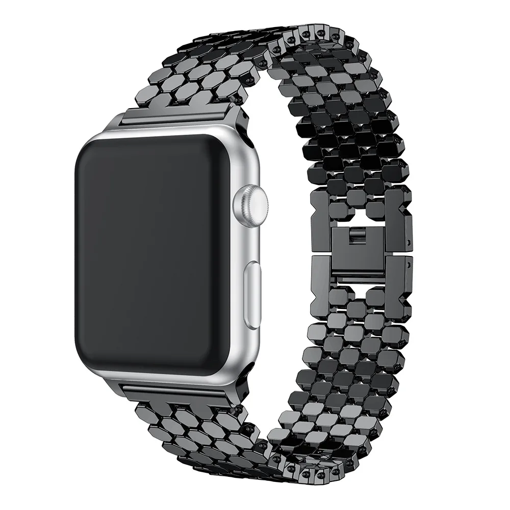 

2019 Trendy Men Women Stainless Steel Apple Watch Band 38mm 40mm 42mm 44mm Fish Scale Watchband for iWatch Series 1/2/3/4/5