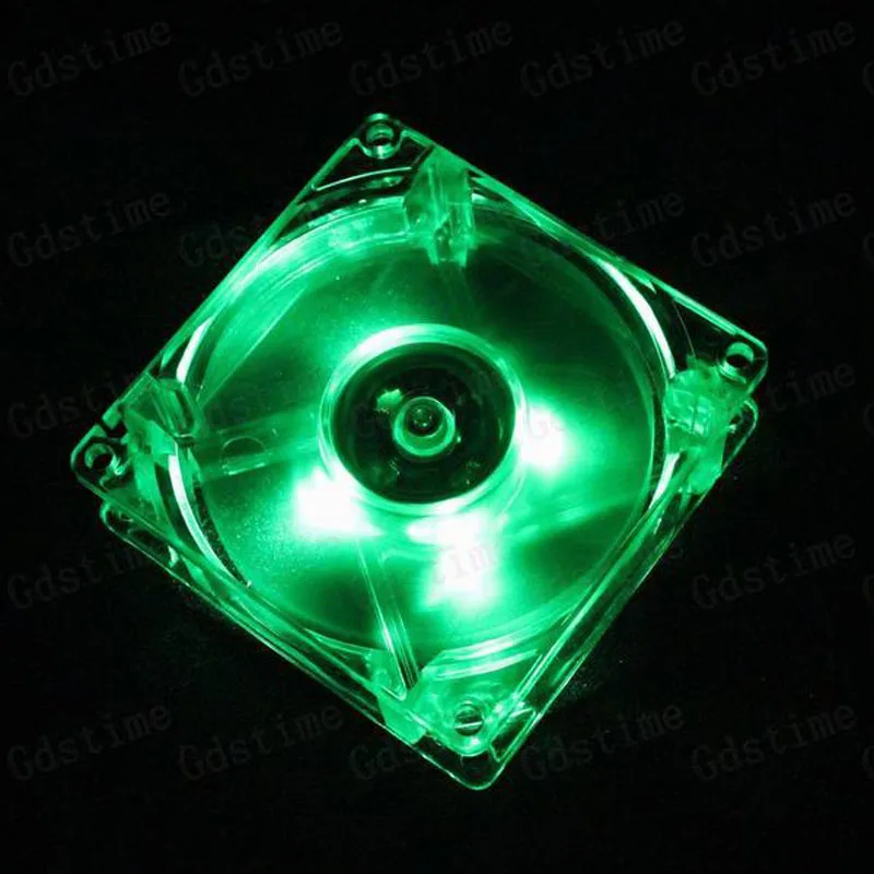 

5pcs Lot Computer Case Cooling Cooler Fan 80x80x25mm 80mm 8cm 4Pin Green LED Light