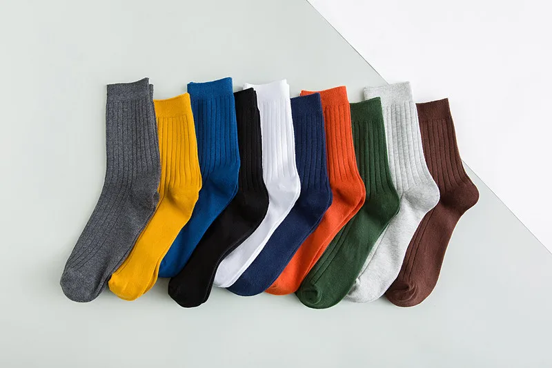 Новый 2018 Solid Цвета Для мужчин платье Бизнес носки в полоску простой хлопок экипажа носки хорошего качества K4126K-1-5
