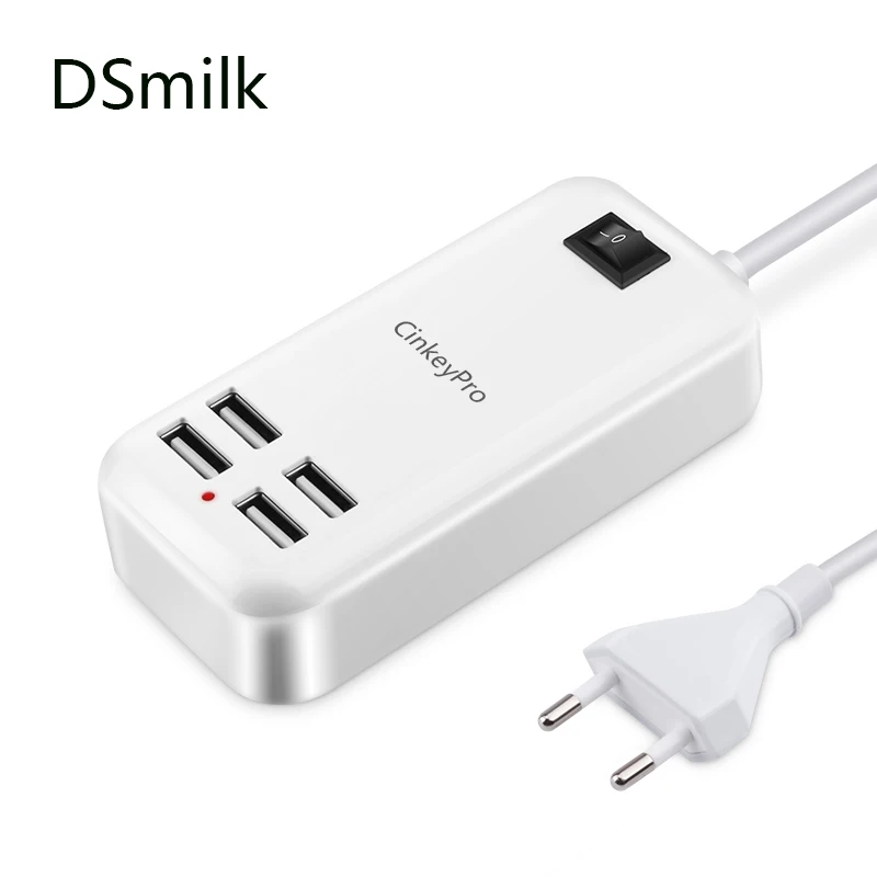 

DSmilk EU Plug 4 Ports Multiple Wall USB Charger 15W 3A Smart Adapter Mobile Phone Tablet Charging Device For iPhone iPad