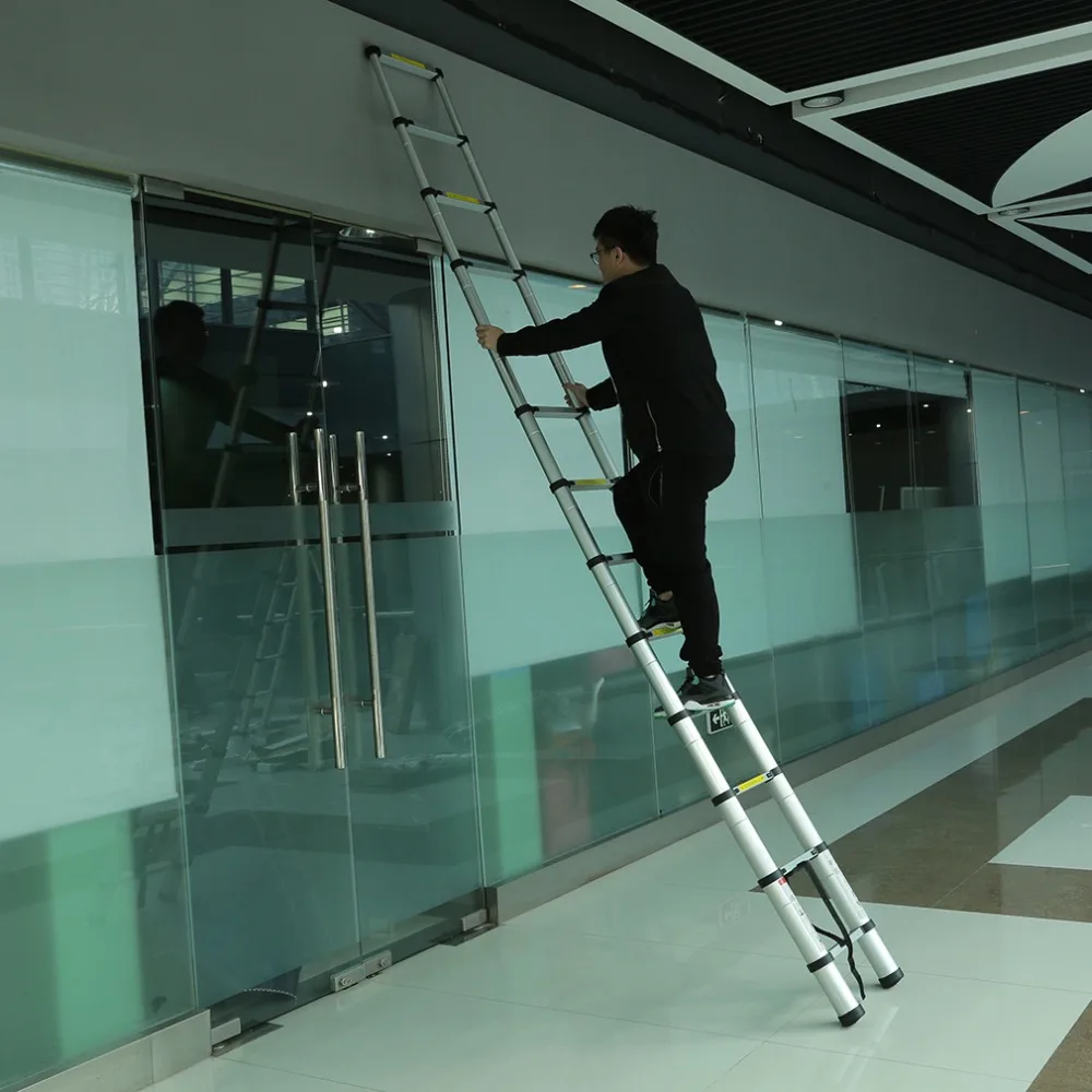 

3.8m Multipurpose Alloy Aluminum Ladders Retractable Multifunction Telescoping Ladder Single Straight Foldable Extendable Ladder