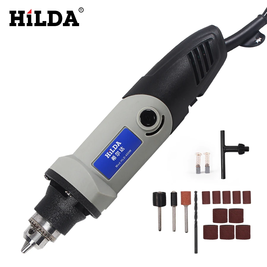 HILDA 220 В 400 Вт электрическая дрель Dremel роторный инструмент шлифовальный Электроинструмент 6 положения переменная скорость для Drem с аксессуарами