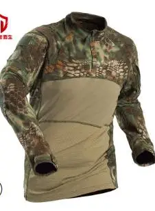 Мужская армейская зеленая Rip-stop тактическая футболка с длинным рукавом камуфляжная походная футболка Осенняя Охота Пейнтбол Одежда - Цвет: as show